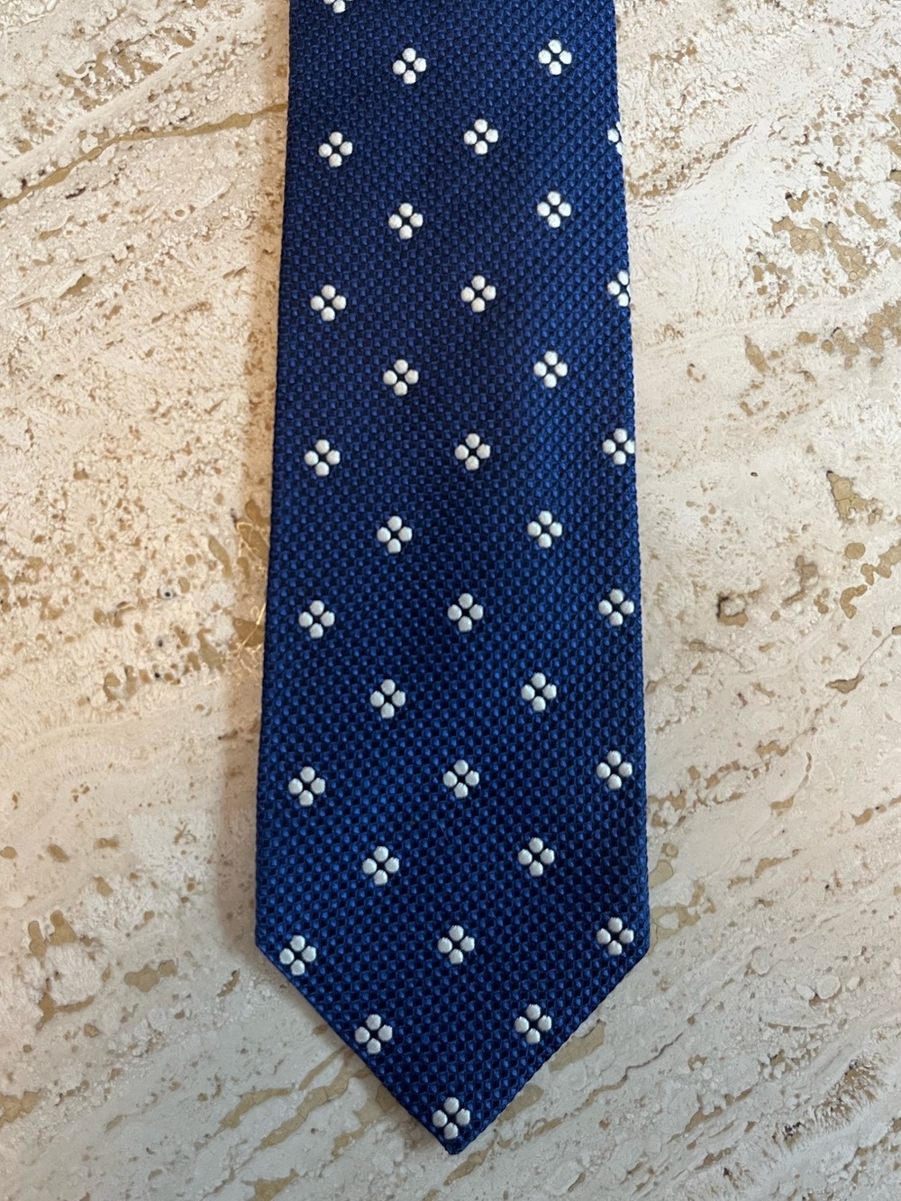 TOM FORD Blue White Floral Woven 100% Silk Tie Made Italy 3”